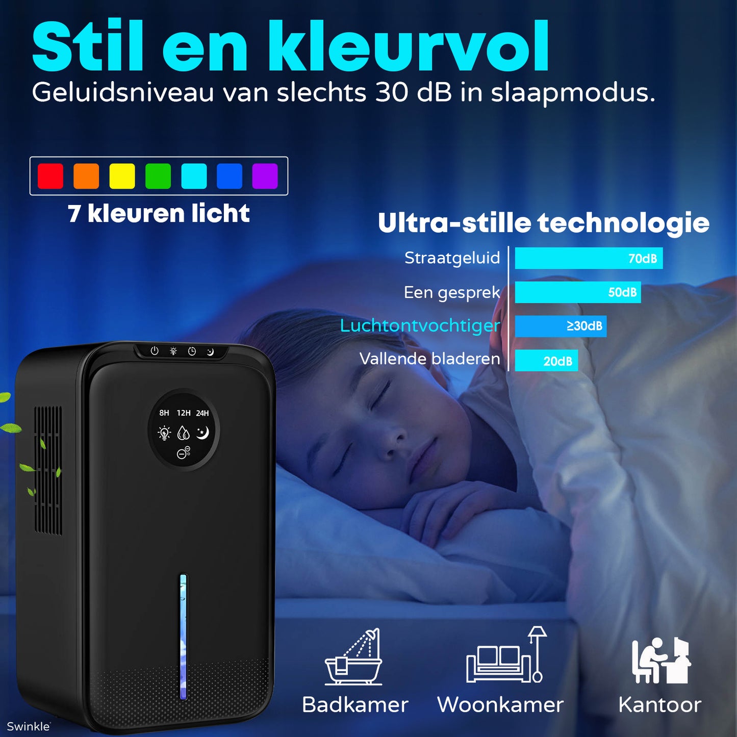 Luchtontvochtiger en Luchtreiniger - Ontvochtigt tot 1L per Dag