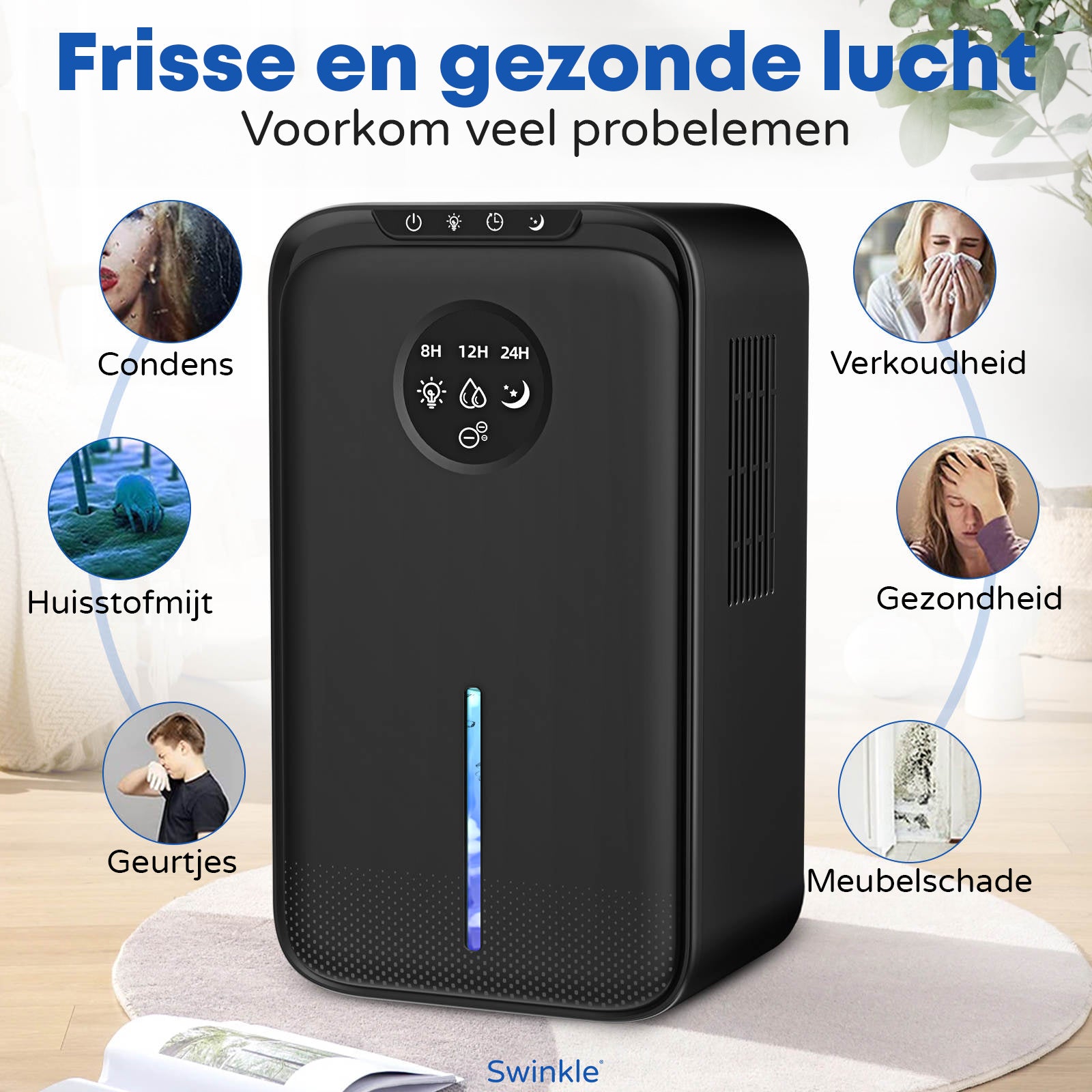 Déshumidificateur et purificateur d'air - Déshumidifie jusqu'à 1 L par jour