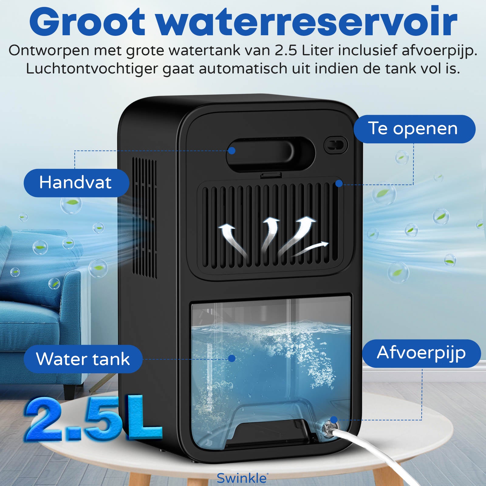 Déshumidificateur et purificateur d'air - Déshumidifie jusqu'à 1 L par jour