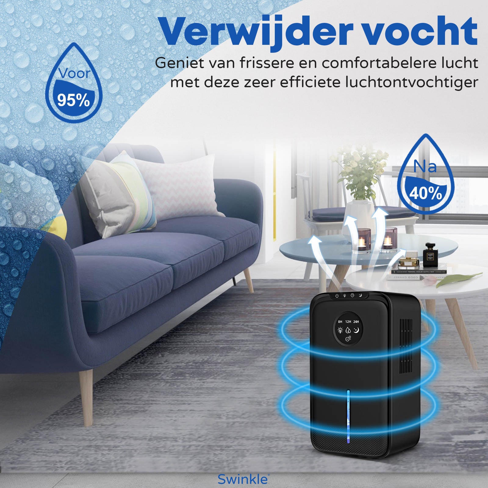 Déshumidificateur et purificateur d'air - Déshumidifie jusqu'à 1 L par jour