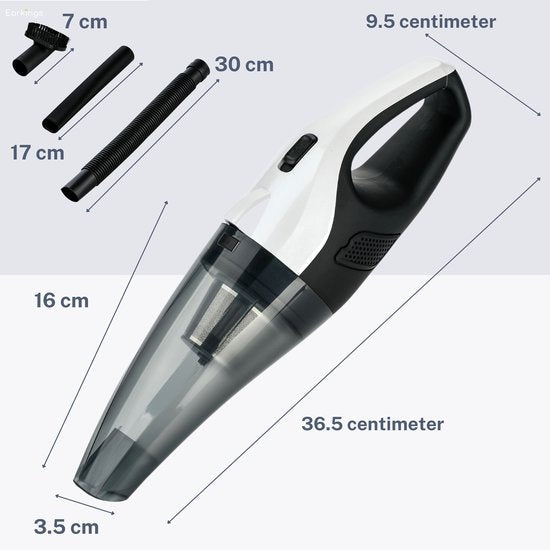 Aspirateur à main sans fil, 3 accessoires, 8 kPa, blanc